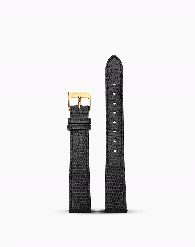 Cuir Noir lézard - 14mm